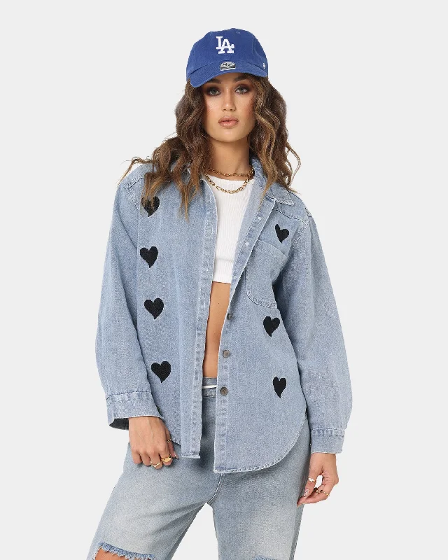 XXIII Women's London Oversize Denim Shirt Blue Fleece Fabric Down Fabric Feather Fabric