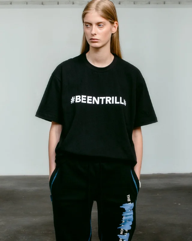 BEENTRILL Backwards Short Sleeve T-Shirt Black Cashmere Blend Cotton Blend Poly Blend