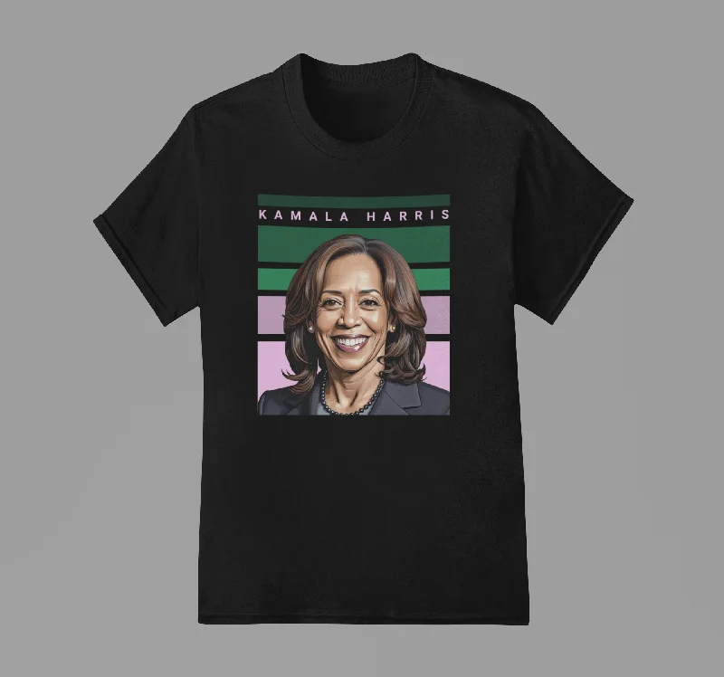 Kamala Harris Shirt - Retro Line Pink and Green Edition Embroidered Appliqued Beaded