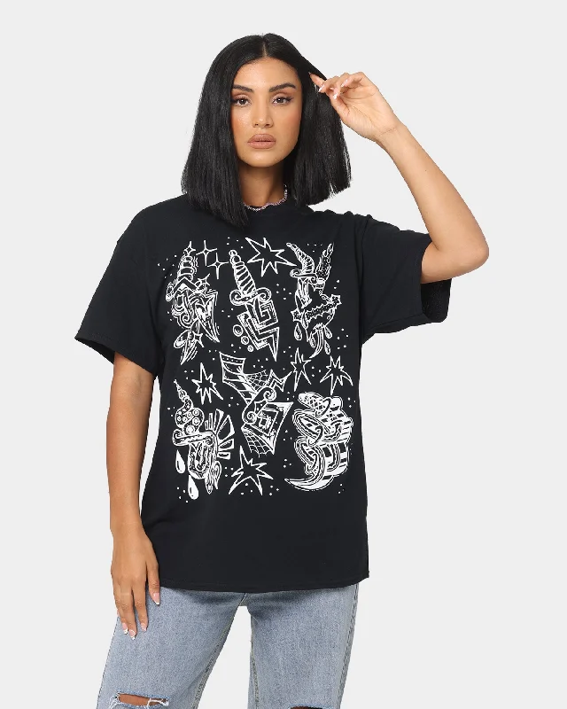 Rats Get Fat Issa Knife T-Shirt Black Cotton Fabric Linen Fabric Terry Fabric