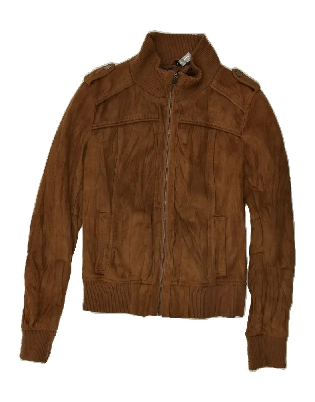 VINTAGE Womens Military Jacket UK 10 Small Brown Polyester Corduroy Jacket Velvet Jacket Brocade Jacket
