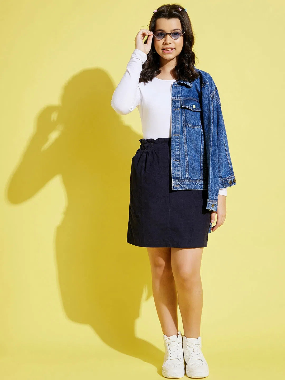 Girls Navy Corduroy Paper Bag Skirt lace skirt romantic