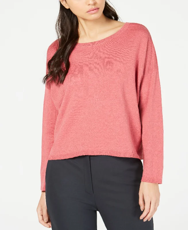 Eileen Fisher Organic Scoop Neck Sweater Cotton Fabric Linen Fabric Terry Fabric
