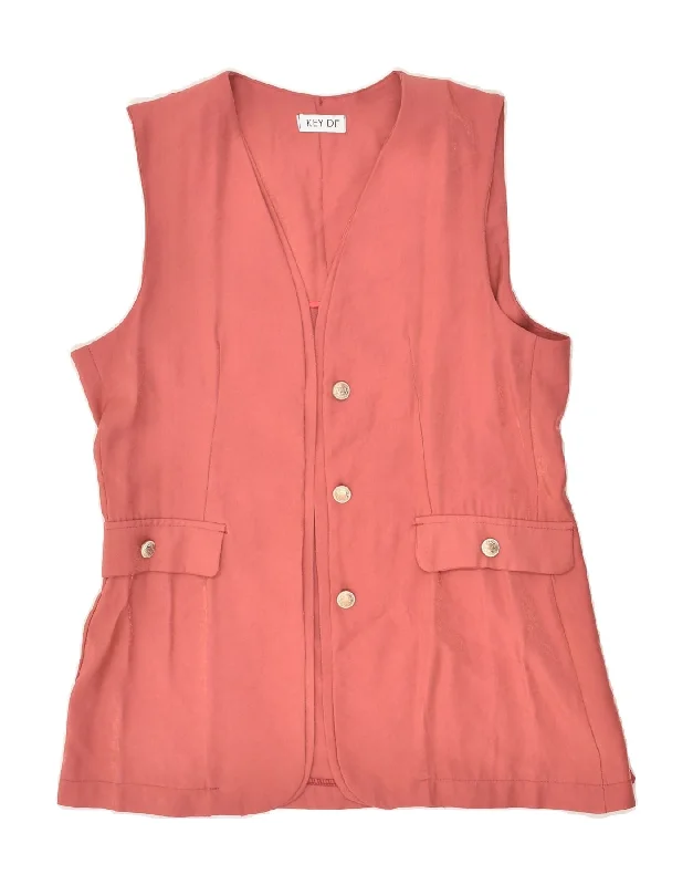 VINTAGE Womens Sleeveless 3 Button Blazer Jacket UK 16 Large Pink Viscose Jersey Jacket Tulle Jacket Batik Jacket