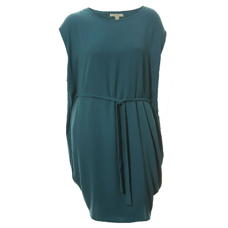 Sejour Teal Cap Sleeve Belted Drape Dress Plus Size Tunics Velvet soft