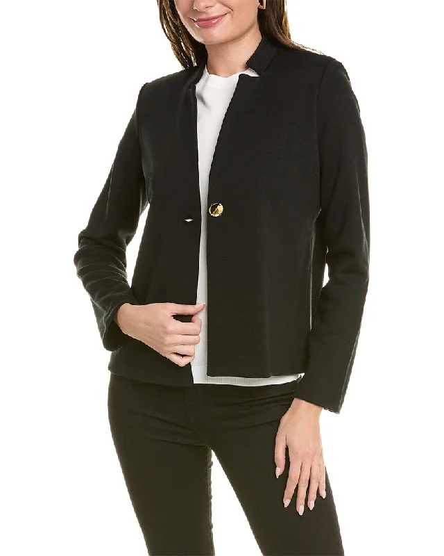 St. John Milano Knit Wool-Blend Jacket Faux Fur Jacket Real Fur Jacket Shearling Jacket