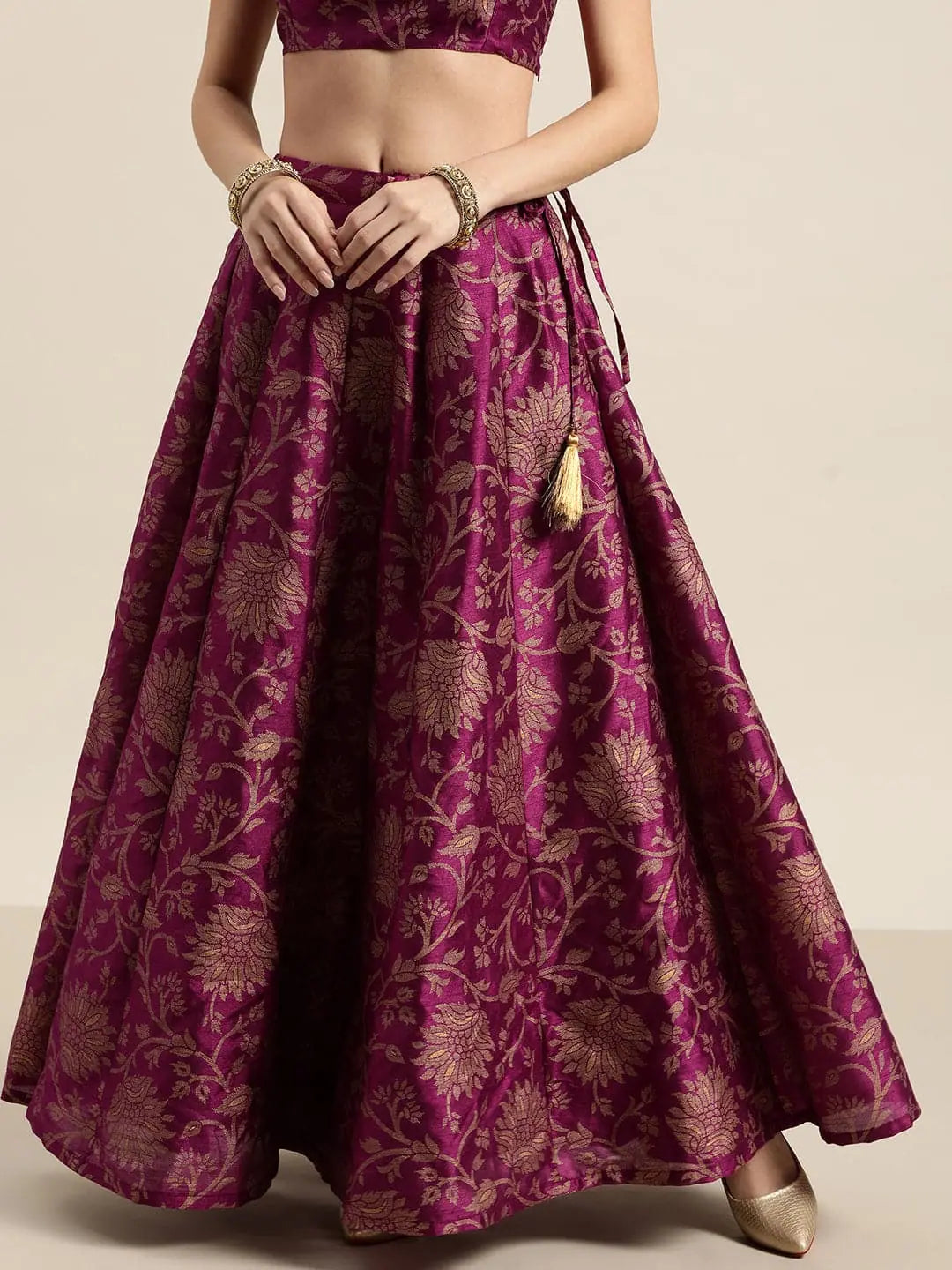 Purple Jacquard Floral Anarkali Skirt maxi skirt elegant
