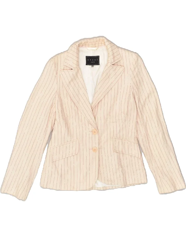 COAST Womens 2 Button Blazer Jacket UK 12 Medium Beige Striped Cotton Jersey Jacket Tulle Jacket Batik Jacket