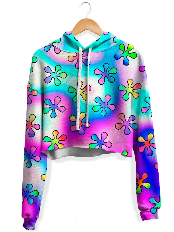 Groovy Trip Fleece Crop Hoodie Hoodie with Pastel Soft Subtle