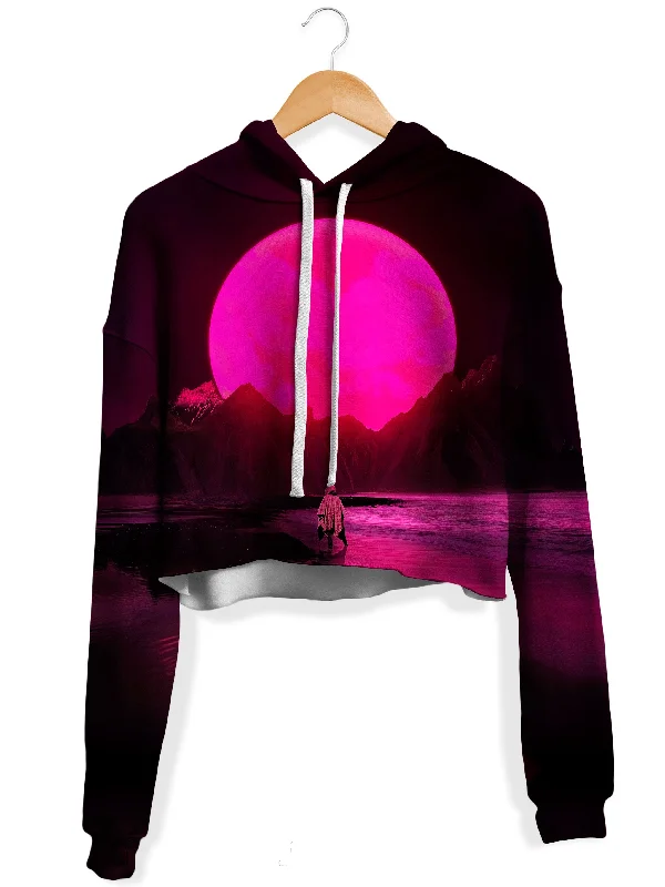 Mercury Sunset Fleece Crop Hoodie Hoodie with High Neck Warm Protective