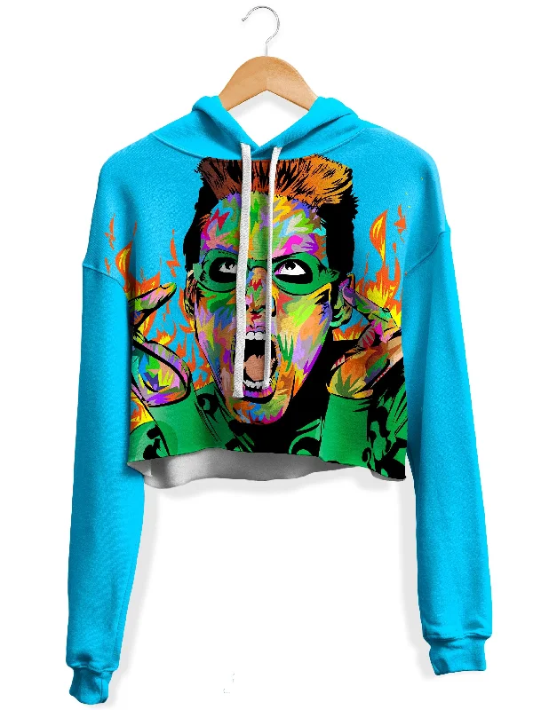 Riddler Fleece Crop Hoodie Hoodie with Button Classic Timeless
