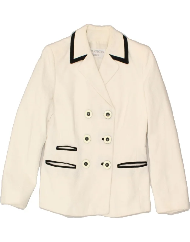 VINTAGE Womens Double Breasted Blazer Jacket IT 44 Medium White Cotton Quilted Jacket Puffer Jacket Insulated Jacket
