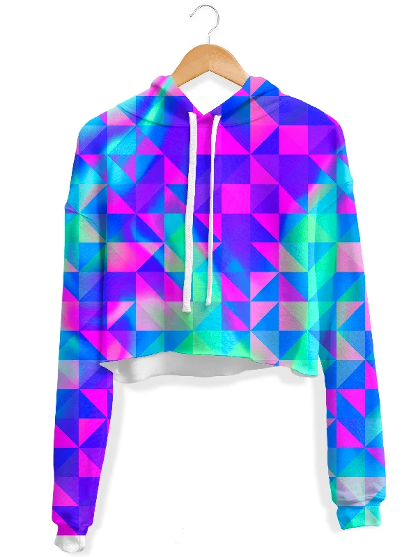 Raspberry Iced Tea Fleece Crop Hoodie Hoodie with Contrast Stitching Detailed Premium