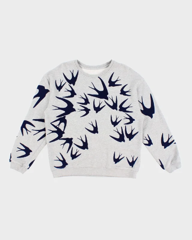 Iconic Alexander McQueen Pre-AW13 Swallow Pattern Sweater - M Denim Fabric Leather Fabric Suede Fabric