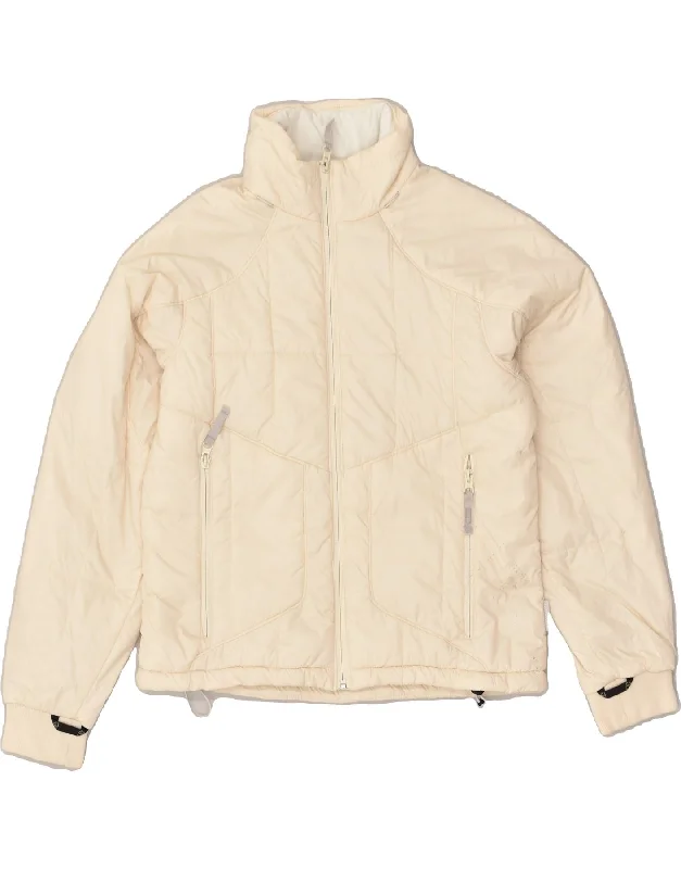 COLUMBIA Womens Titanium Padded Jacket UK 14 Medium Off White Nylon Front Pockets Side Pockets Patch Pockets