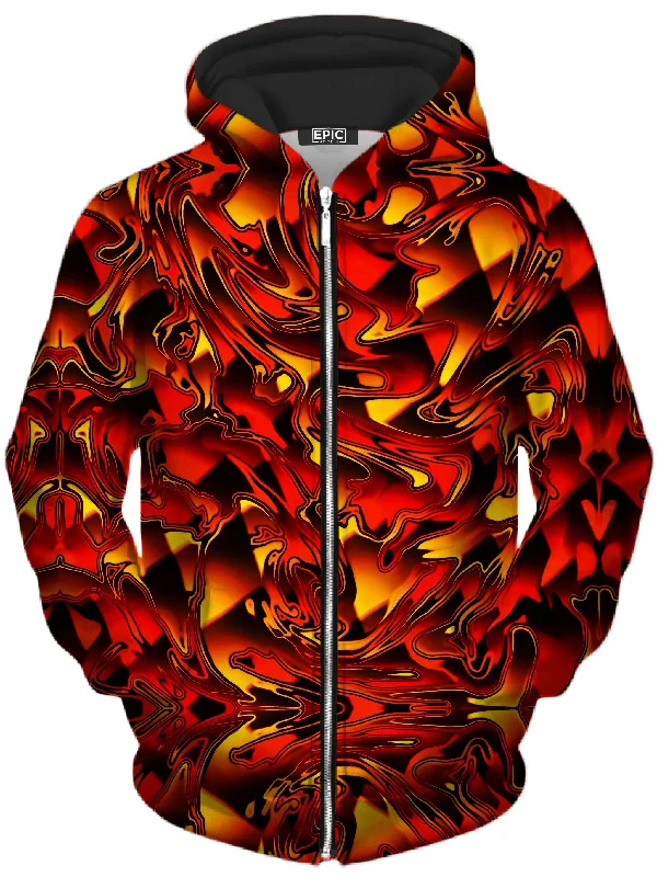 Fire Chromatic Melt Unisex Zip-Up Hoodie Hoodie with Hem Detail Decorative Unique