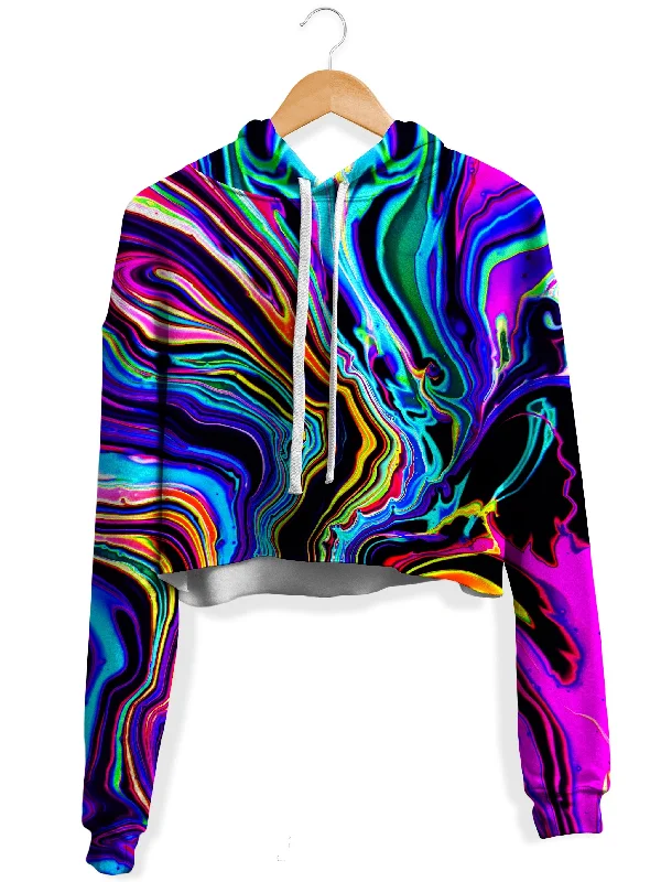 Neon Rift Fleece Crop Hoodie Hoodie with Emblem Brand Identity