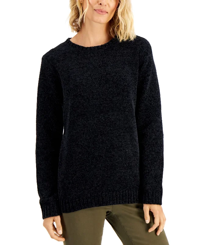 Karen Scott Petite Chenille Crewneck Sweater Fleece Fabric Down Fabric Feather Fabric