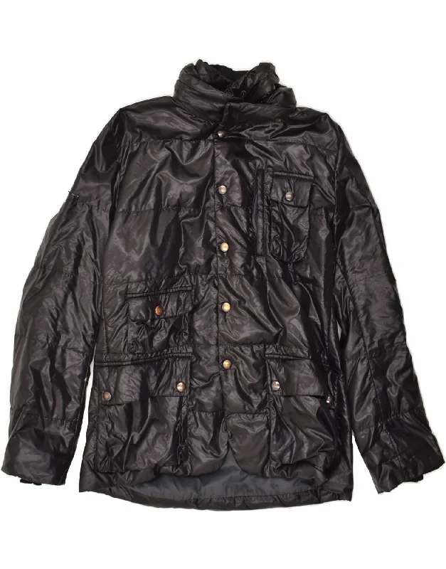 FAY Womens Padded Jacket UK 38 Medium Black Stand-Up Collar Roll-Neck Collar Turtle Neck