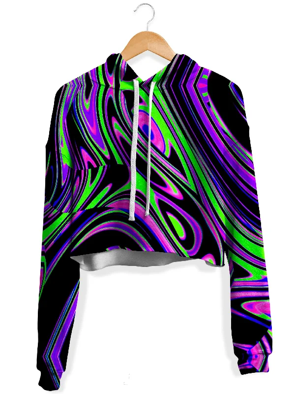 Violet and Lime Blackout Drip Fleece Crop Hoodie Hoodie with Earth Tones Natural Calm