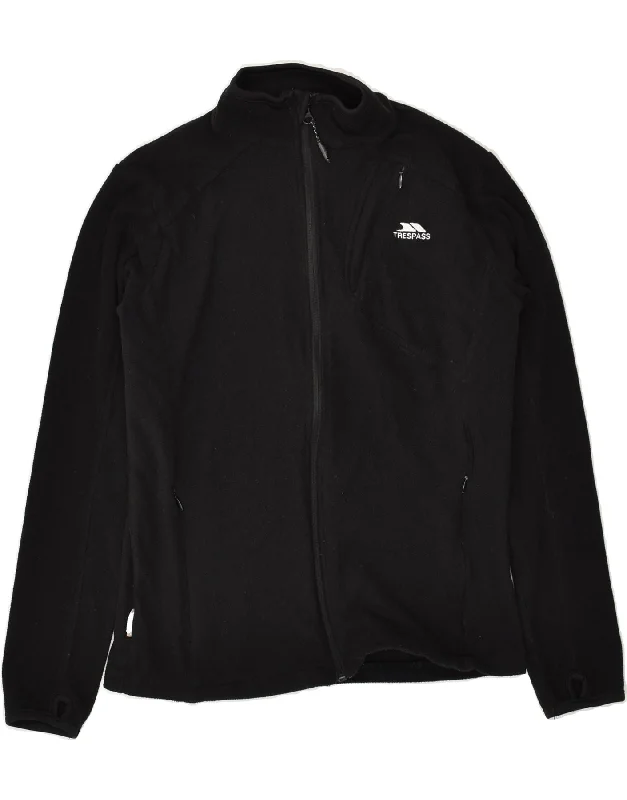 TRESPASS Womens Fleece Jacket UK 12 Medium Black Polyester Faux Fur Fabric Real Fur Fabric Shearling Fabric
