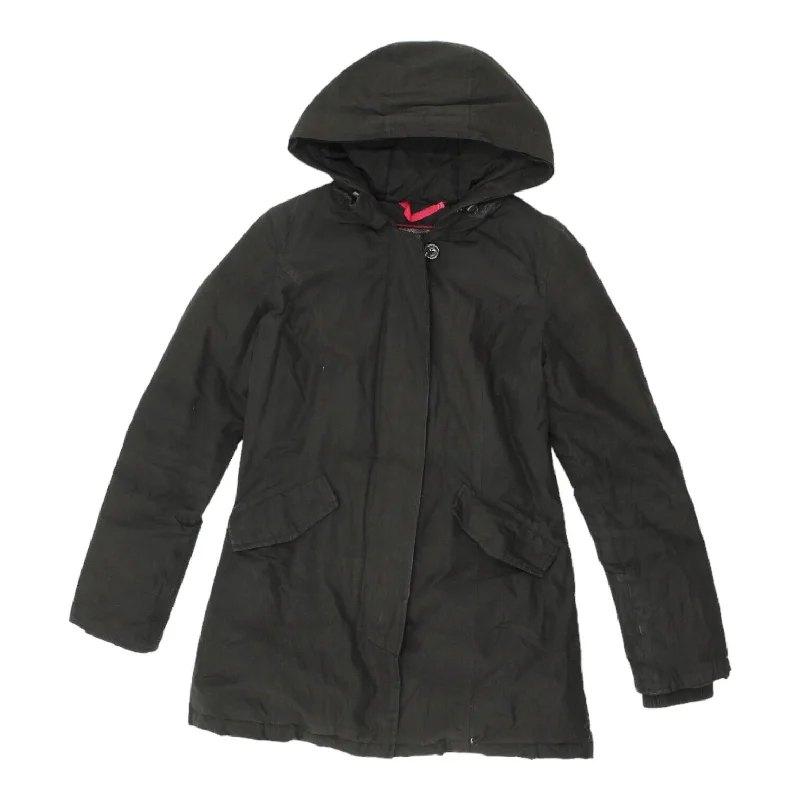 Canadian Classic Womens Black Quilted Hoodie Coat | Outdoor Padded Jacket VTG Print Jacket Jacquard Jacket Embroidered Jacket