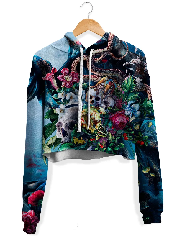 Live and Die Fleece Crop Hoodie Hoodie with Tied Waist Feminine Flattering