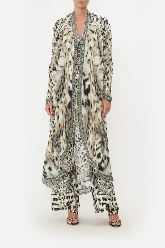 LONG CASUAL JACKET WITH POCKETS SNOW WHISPERS Toggled Jacket Drawstring Jacket Belted Jacket