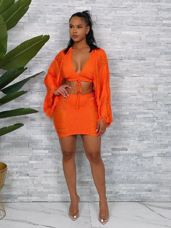 LTS3080P-Knit Tie-Front Top & Skirt Set athletic skirt fit