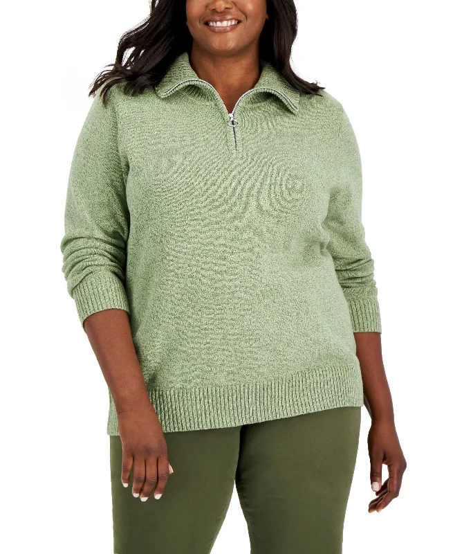 Karen Scott Plus Size Cotton Marled Sweater Cotton Fabric Linen Fabric Terry Fabric