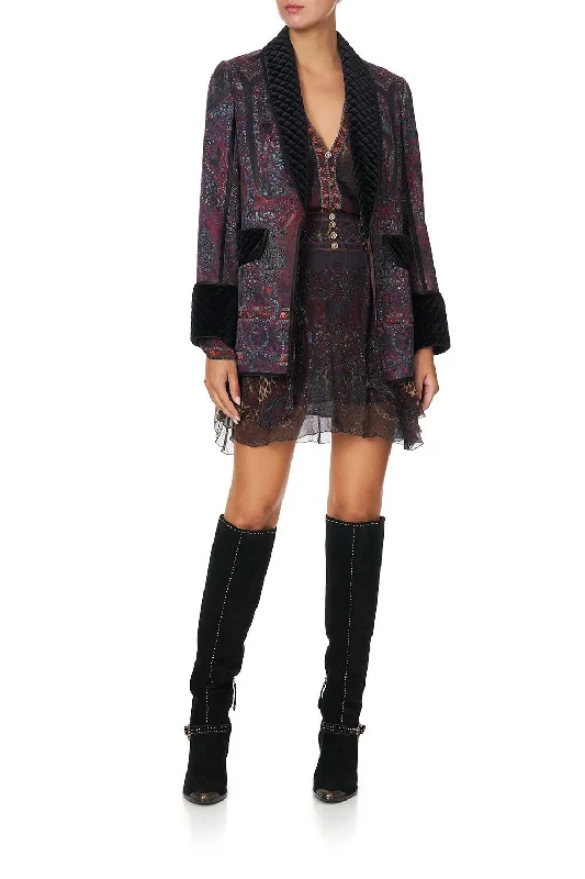 JACKET WITH TURN BACK CUFF THE SMOKING LOUNGE Rayon Fabric Velvet Fabric Corduroy Fabric