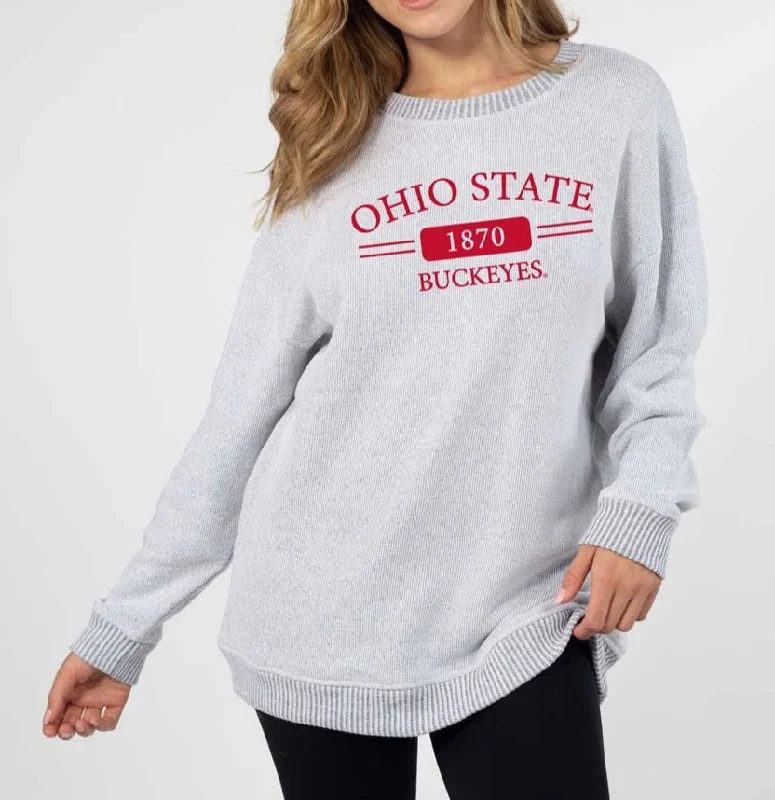 OHIO STATE UNIVERSITY WARM UP CREW SWEATSHIRT, HEATHER GREY Hoodie with Logo Branding Identity