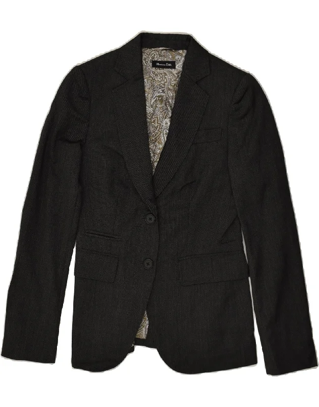 MASSIMO DUTTI Womens 2 Button Blazer Jacket EU 36 Small Grey Wool Snapped Jacket Toggled Jacket Drawstring Jacket
