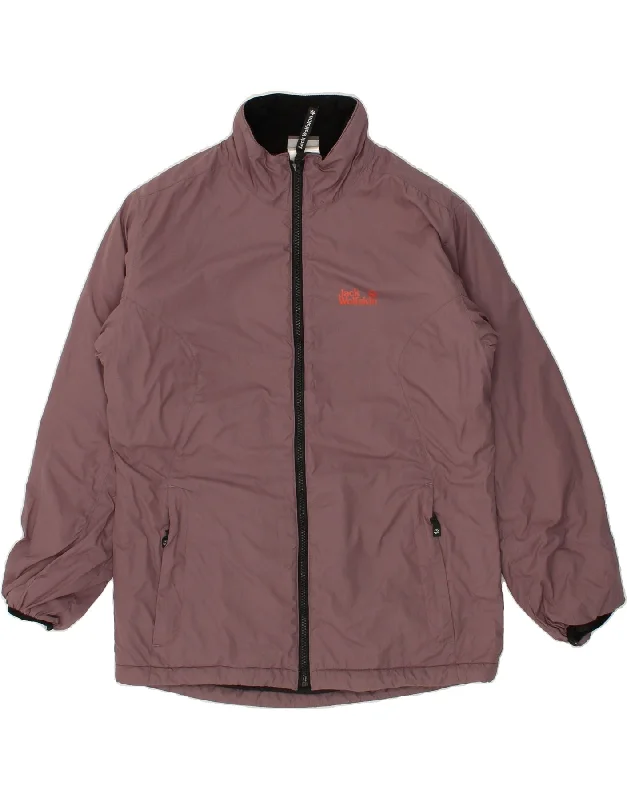 JACK WOLFSKIN Womens Windbreaker Jacket UK 12 Medium Beige Polyester Rayon Fabric Velvet Fabric Corduroy Fabric