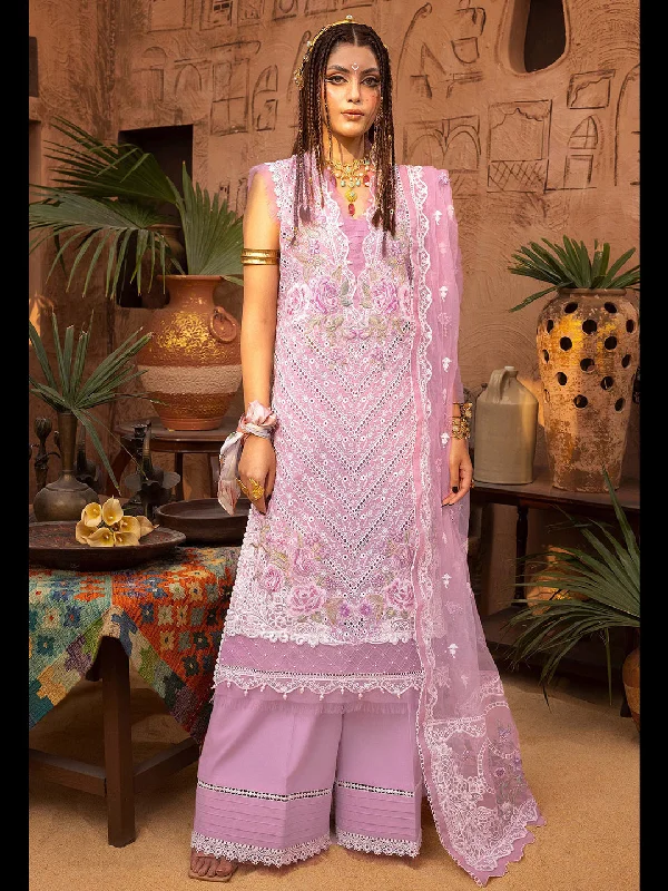 Light Lavender Designer Semi-Stitched Pant Suit With Embroidery Work Slim-Fit Khaki Pants