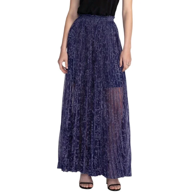 Montee Pleated Maxi Skirt In Electric Blue casual skirt length