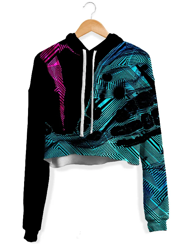 Primordial Flow Pink Fleece Crop Hoodie Hoodie Dress Longline Feminine