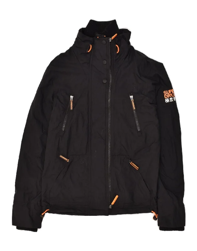 SUPERDRY Womens The Wind Attacker Hooded Windbreaker Jacket UK 6 XS Black Striped Jacket Polka Dot Jacket Floral Jacket
