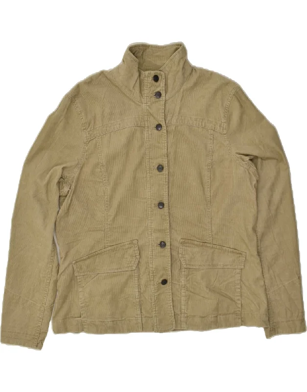 EDDIE BAUER Womens Corduroy Jacket UK 18 XL Khaki Cotton Cardigan Sweater Pullover
