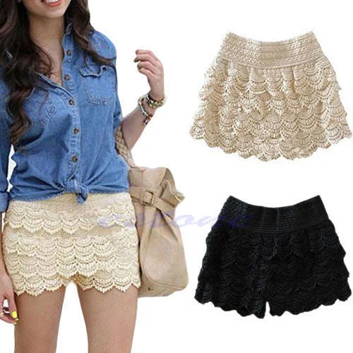 Fashion Mini Lace Tiered Short Skirt Under Shorts athletic skirt fit