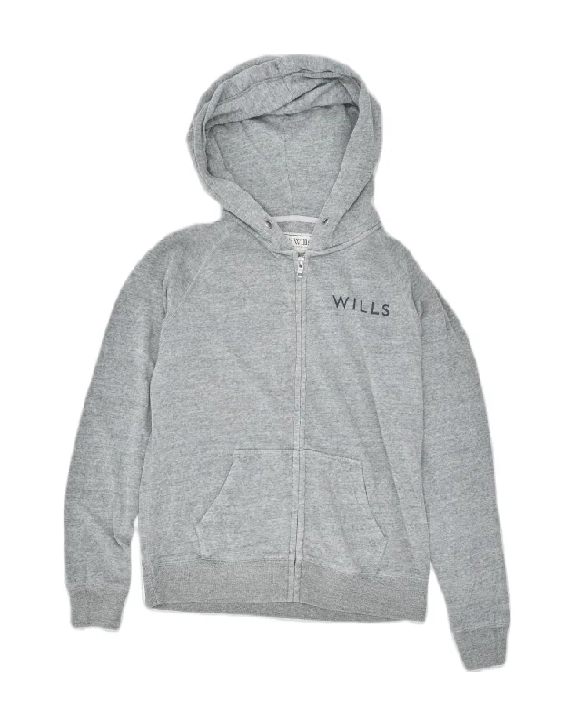 JACK WILLS Womens Oversized Zip Hoodie Sweater UK 12 Medium Grey Cotton Velvet Chenille Corduroy