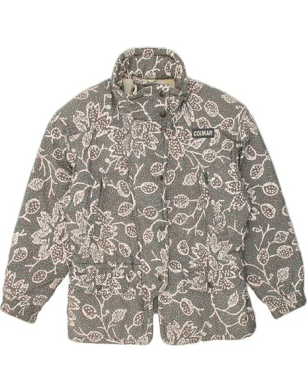 COLMAR Womens Windbreaker Jacket IT 46 Large Grey Floral Polyamide Jacket Blazer Coat