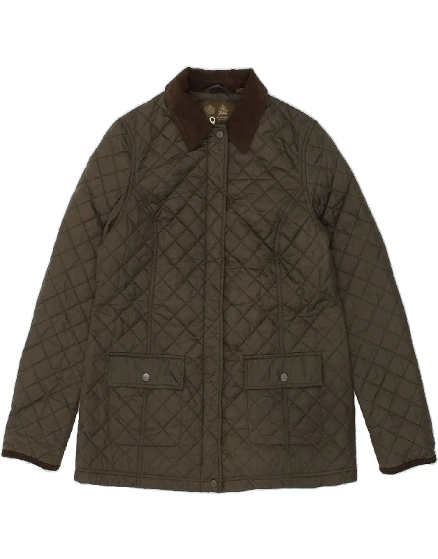 MUSTO Womens Quilted Jacket UK 14 Large Grey Polyamide Nylon Fabric Polyester Fabric Spandex Fabric