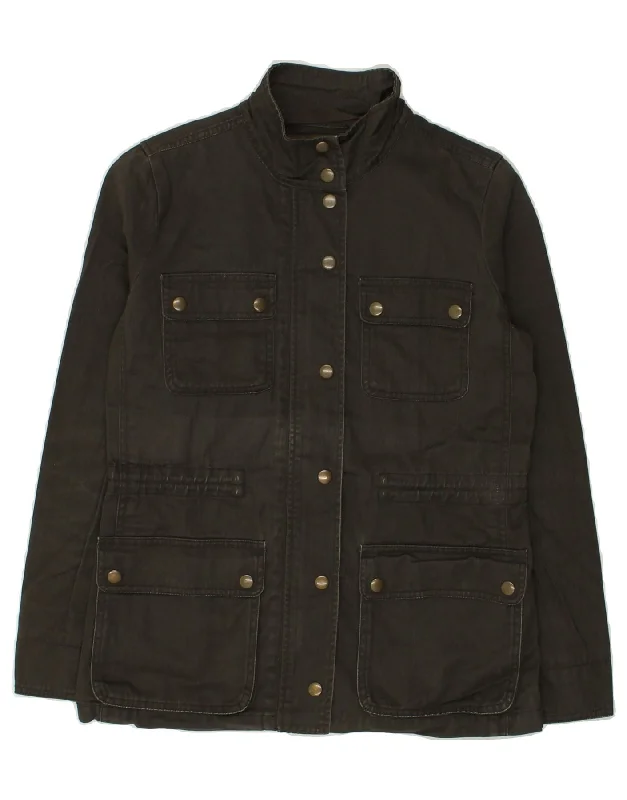 J. CREW Womens Utility Jacket UK 6 XS Khaki Cotton Satin Jacket Silk Jacket Chiffon Jacket