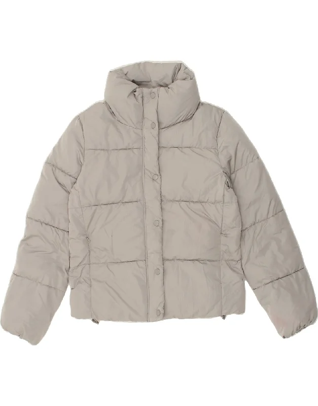 STRADIVARIUS Womens Padded Jacket UK 12 Medium Grey Polyester Herringbone Jacket Houndstooth Jacket Plaid Jacket
