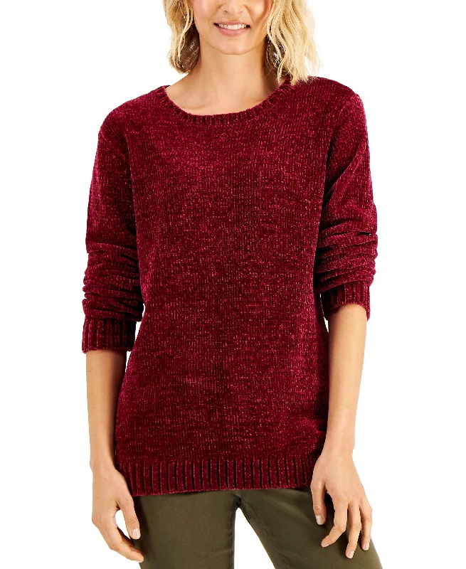 Karen Scott Cotton Chenille Sweater Fleece Sweater Nylon Polyester