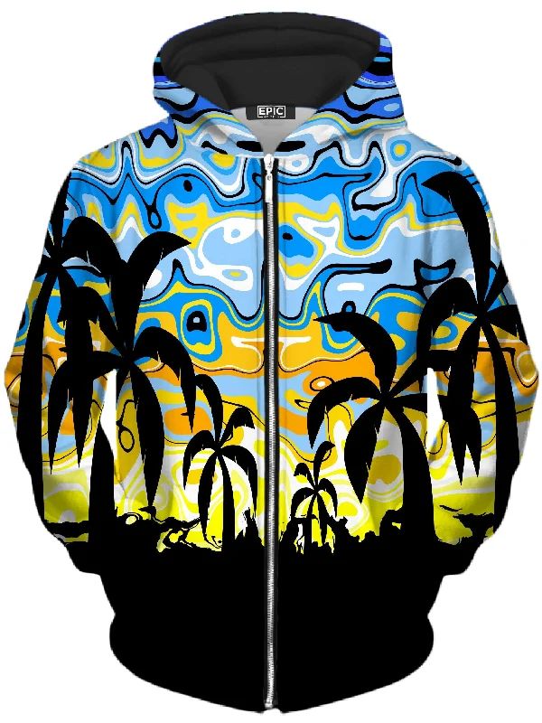 Tropical Night Unisex Zip-Up Hoodie Hoodie with Gradient Ombre Colorful