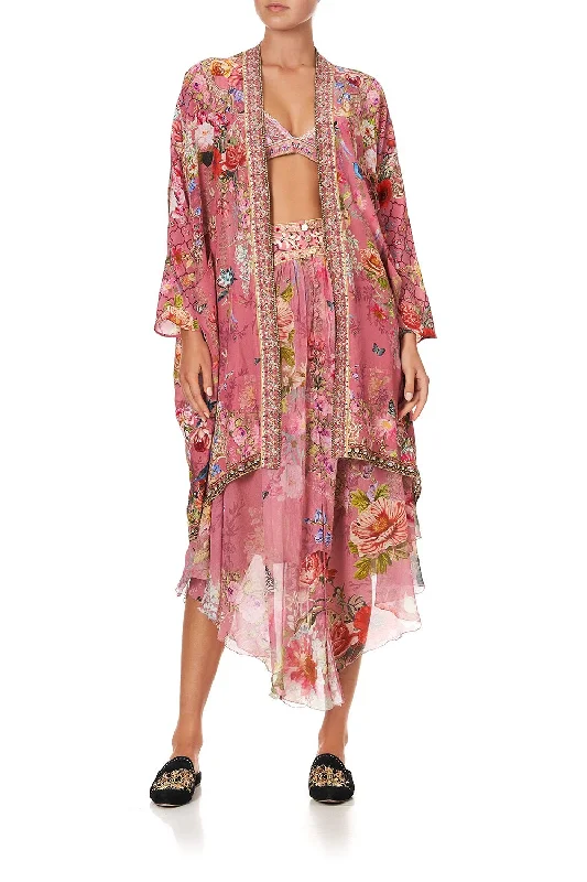 HIGH LOW HEM CASUAL JACKET PATCHWORK HEART A-Line Jacket Boat Neck Shawl Collar