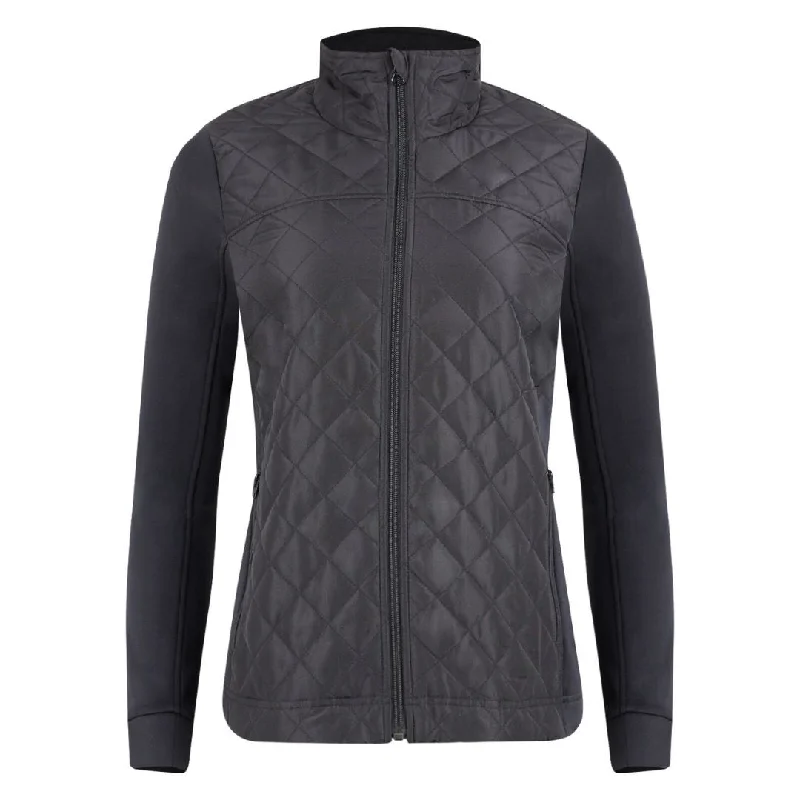Full Zip Long Sleeve Quilted Jacket Denim Fabric Leather Fabric Suede Fabric