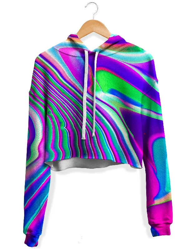 Tangerine Dream Fleece Crop Hoodie Hoodie with Print Artistic Unique